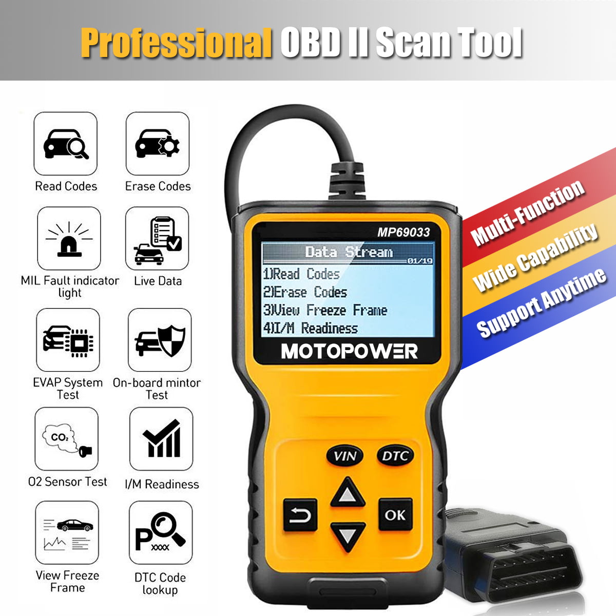 MOTOPOWER Car OBD2 Code Reader OBD2 Scanner Engine Fault Code Reader Car Diagnostic Scan Tool