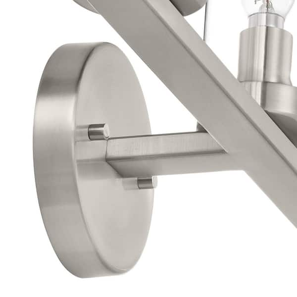 Loveland 16.625 in. 3-Light Brushed Nickel Bathroom Vanity Light Fixture with Clear Glass Shades