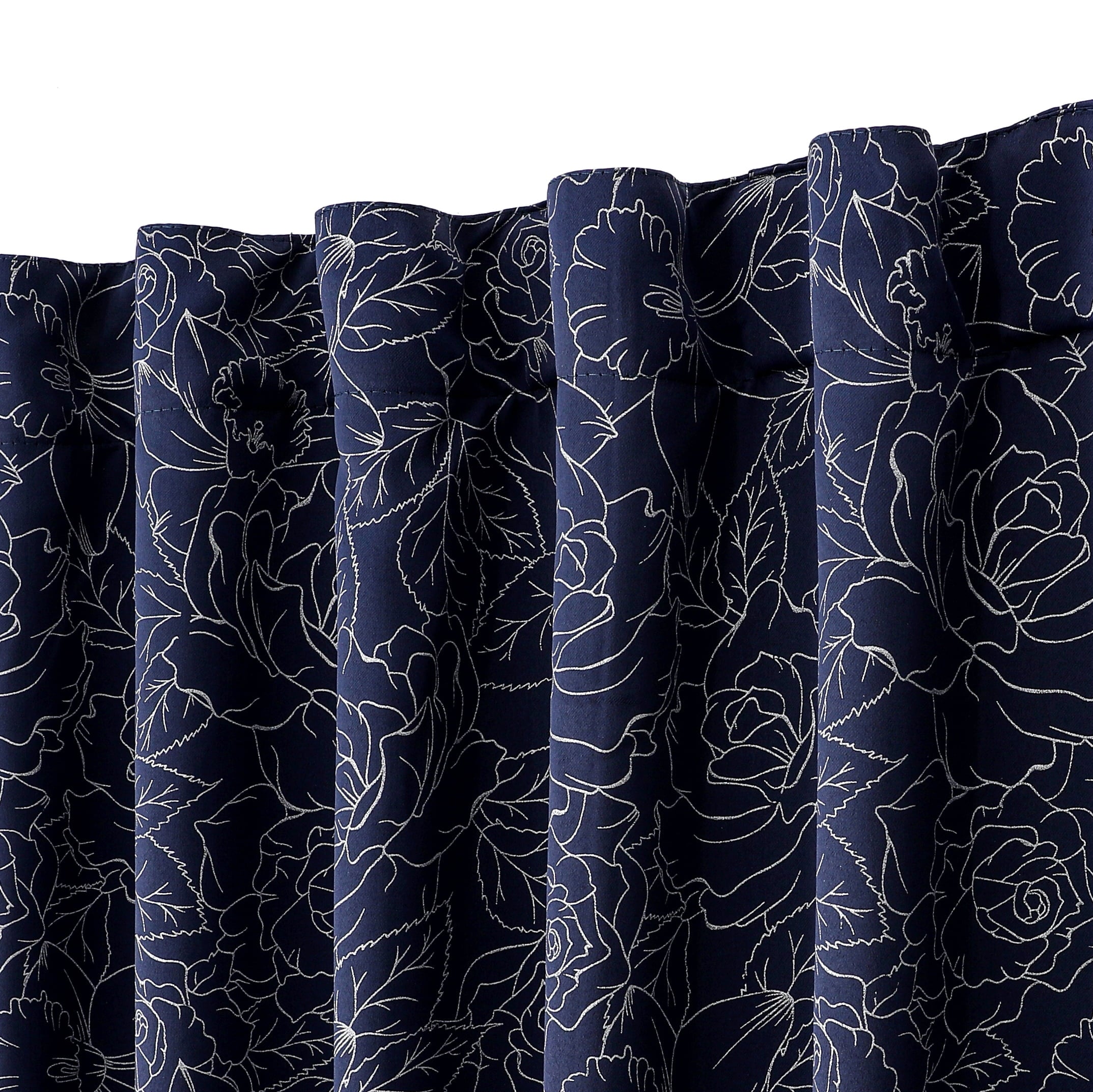 Fragrantex Blue Floral Thermal Insulated Blackout Curtains 63 Inch Length 2 Panels Set for Bedroom Living Room, Flower Patterned  Window Drapes, Back Tab, 52