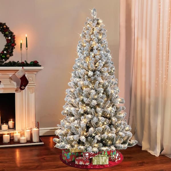 6.5 ft. Pre-lit Flocked Virginia Pine Artificial Christmas Tree