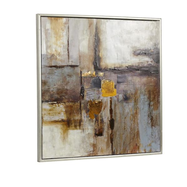 1- Panel Abstract Framed Wall Art with Silver Frame 40 in. x 40 in.