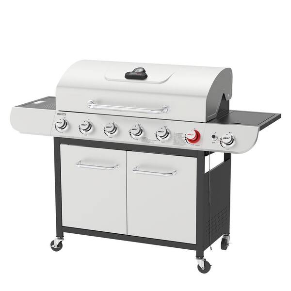 6-Burner BBQ Liquid Propane Gas Grill with Sear and Side Burner with Cover, 71,000 BTU Cabinet Style Gas Grill