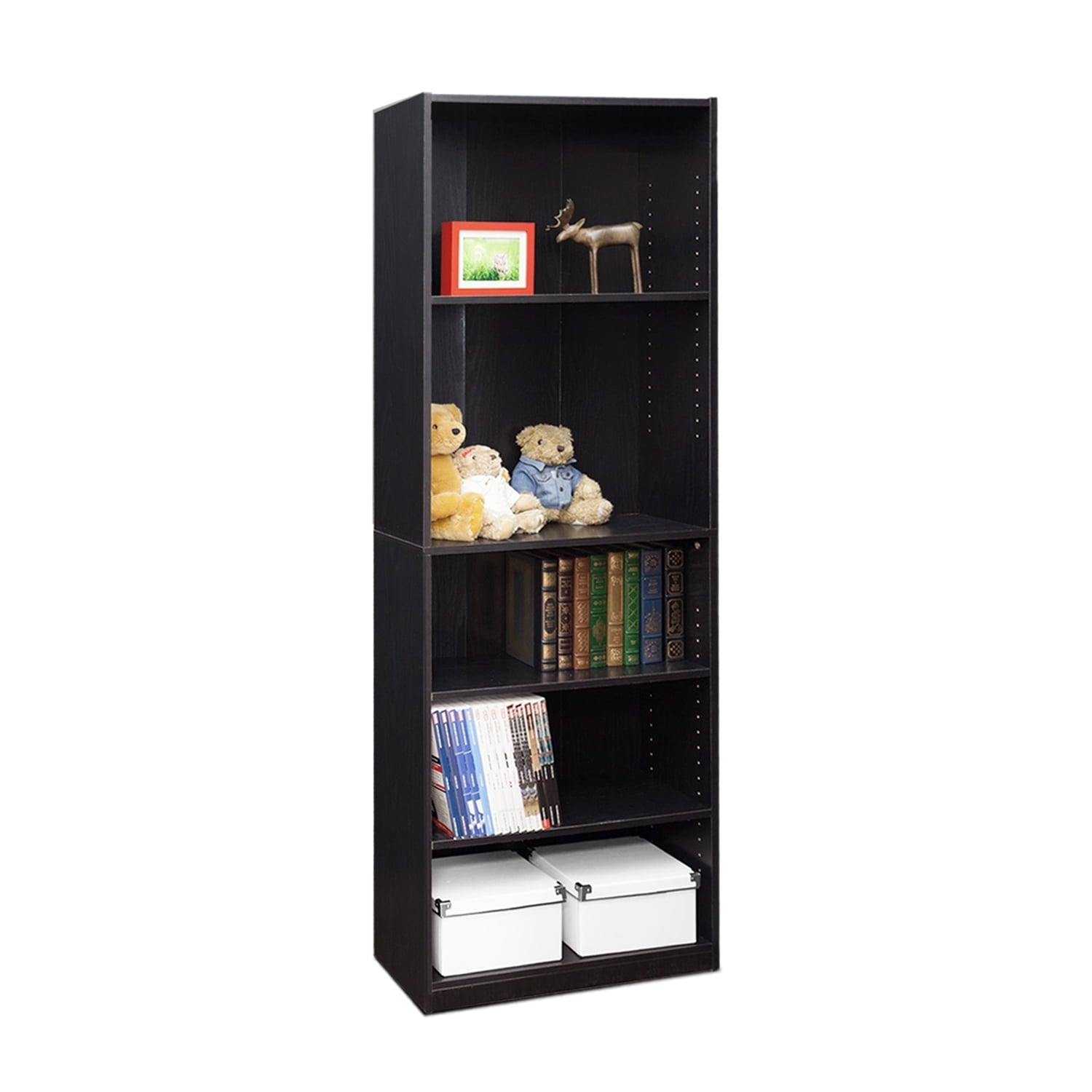 Furinno JAYA Simply Home 5-Shelf Bookcase, Black