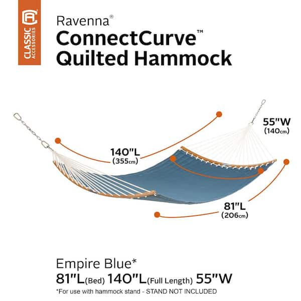 Ravenna ConnectCurve 81 In. L x 55 In. W Quilted Double Hammock Bed in Empire Blue