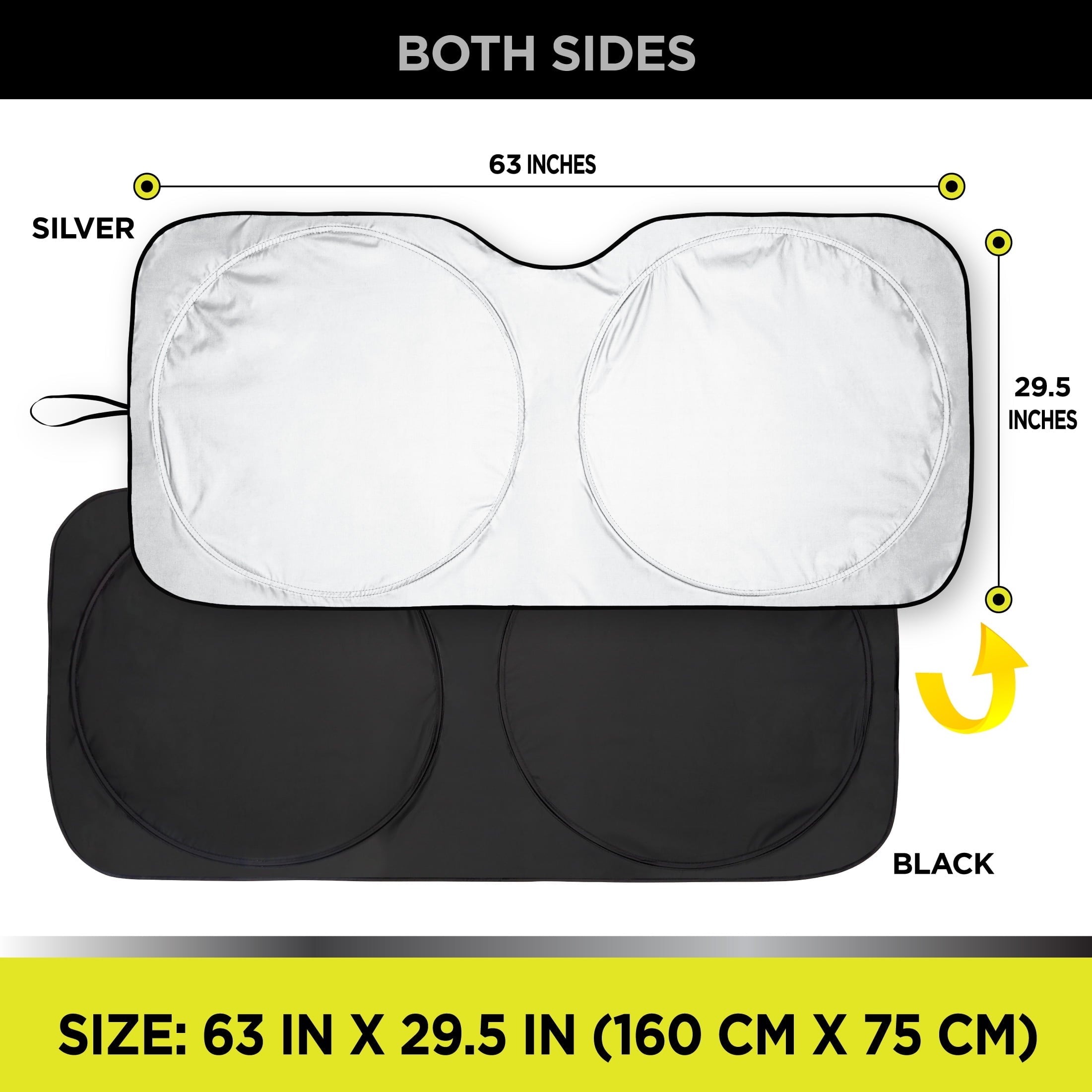 Auto Drive Double Rings Windshield AD22D-83 Twist Sun Shade 1 Pack, 63