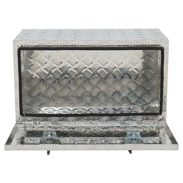 30 in. Silver Diamond Plate Aluminum Underbody Truck Tool Box Double Lock with Key