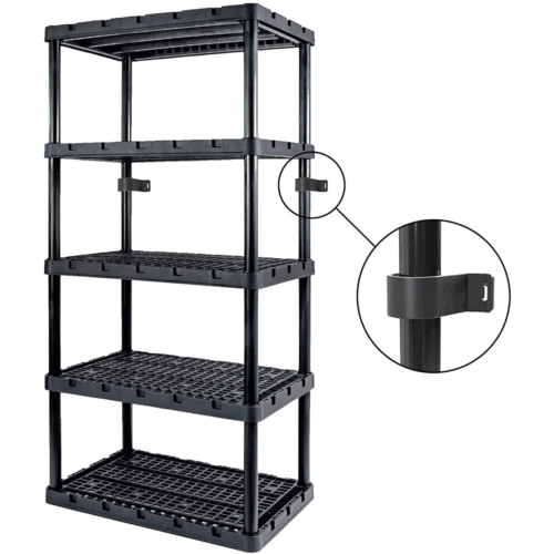 Gracious Living 5 Shelf Adjustable Ventilated Medium Duty Shelving Unit, Black