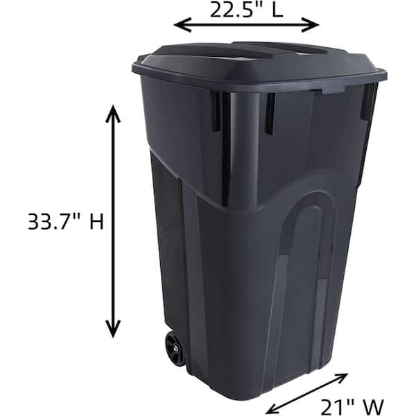 32 Gal. Wheeled Outdoor Garbage Can in Black (2-Pack)