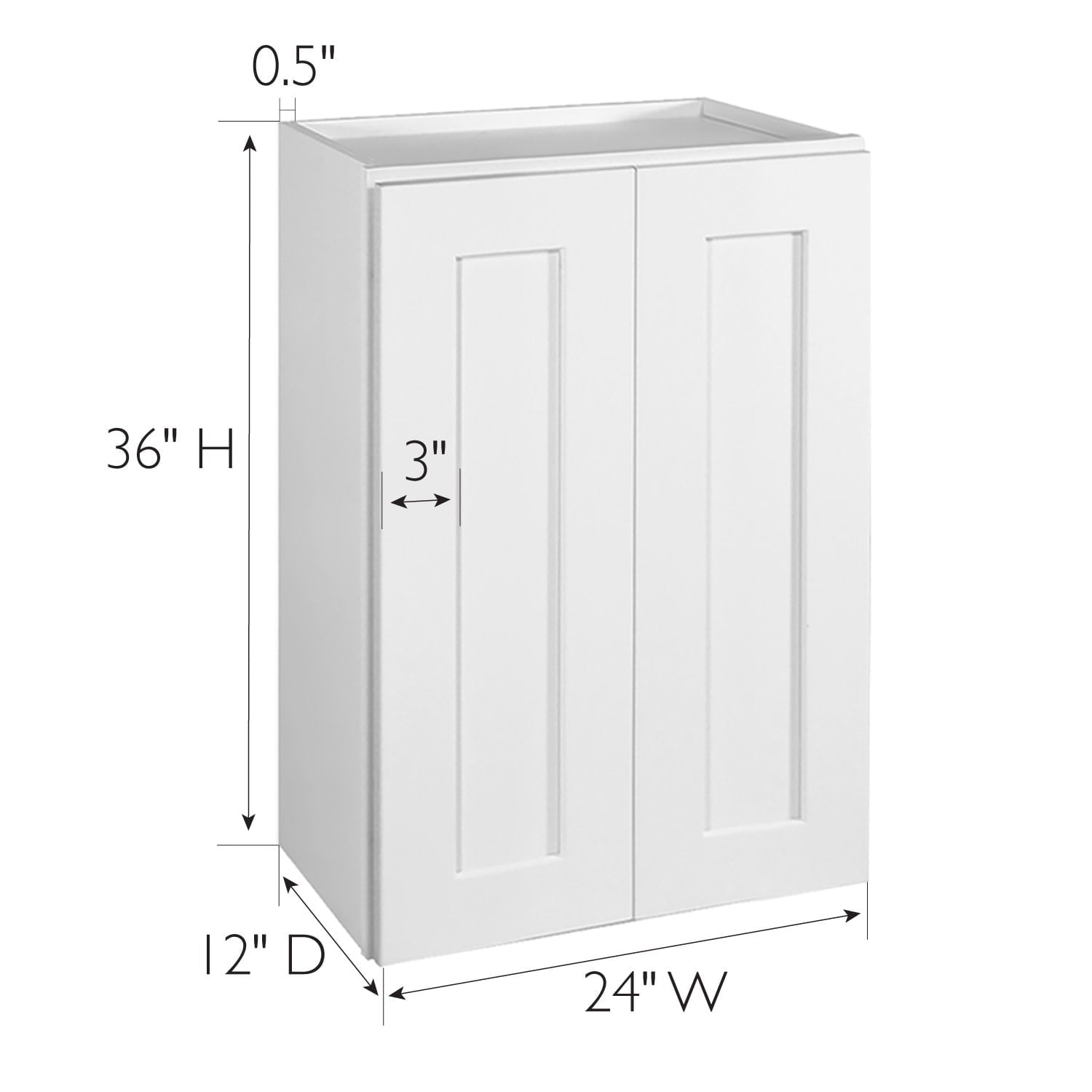 Design House 543132 Brookings Unassembled RTA (Ready-to-Assemble) Shaker Style Wall Kitchen Cabinet 24x36x12, White