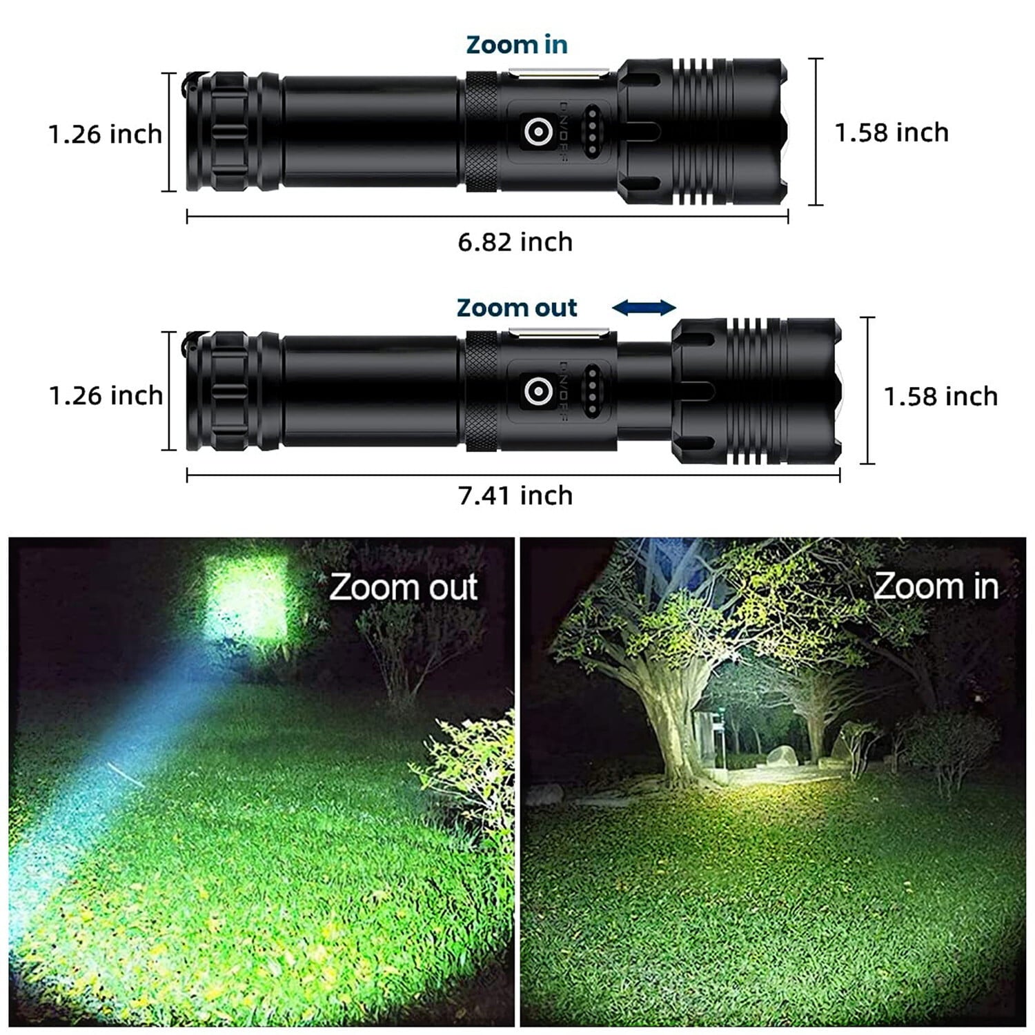 Rechargeable LED Flashlight High Lumens, Zacro 100000 Lumen Super Bright Flashlight with 7 Modes and COB Sidelight, LED Waterproof Handheld Flashlight for Emergencies, Camping, Home