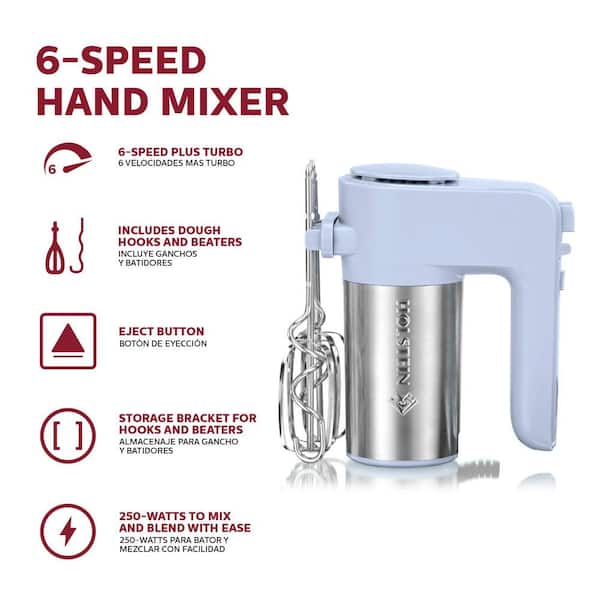 6-Speed 250-Watt Lavender Hand Mixer with Turbo Function
