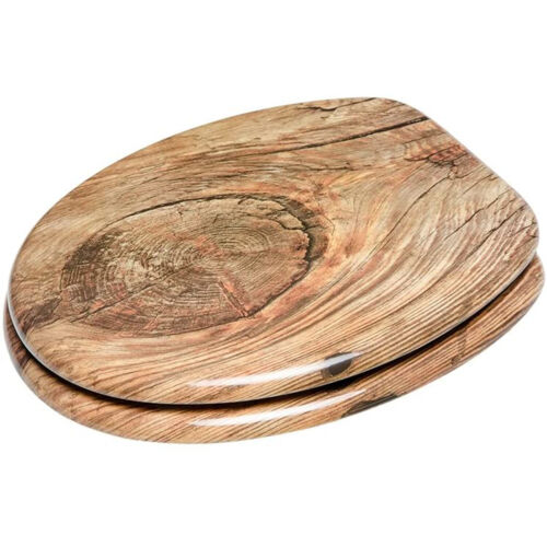 Sanilo 118 Round Silent Soft Close Molded Wood Adjustable Toilet Seat, Rustic