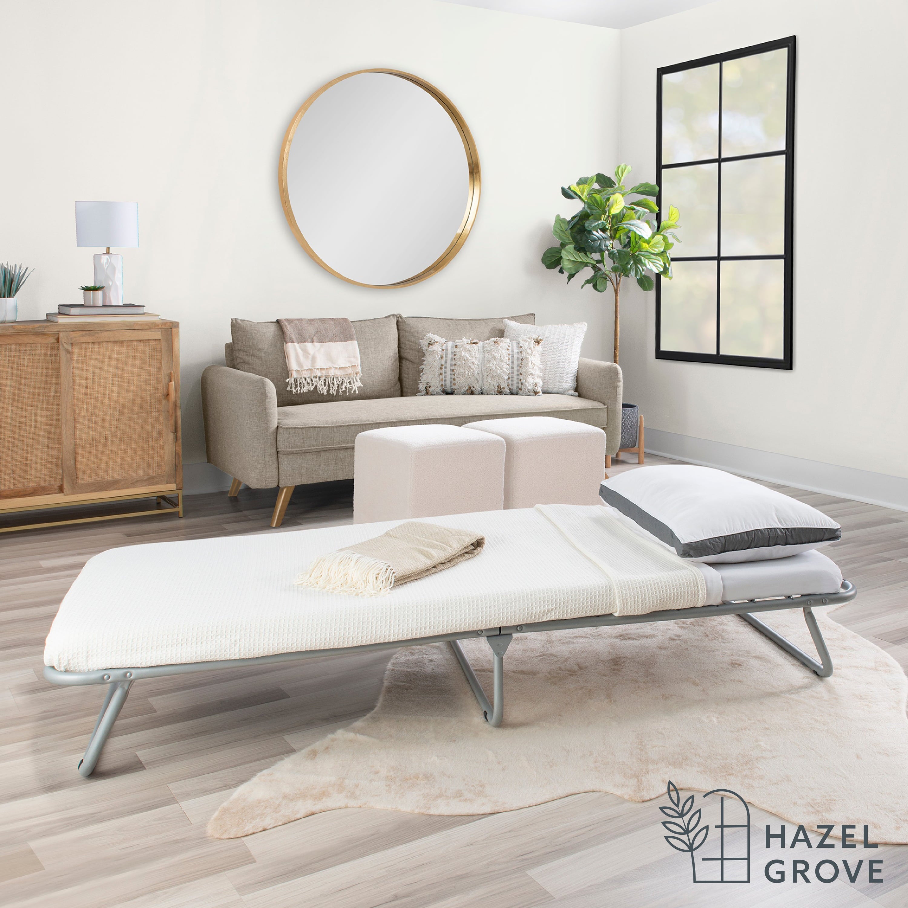 Hazel Grove Luca Folding Cot Guest Bed with 2