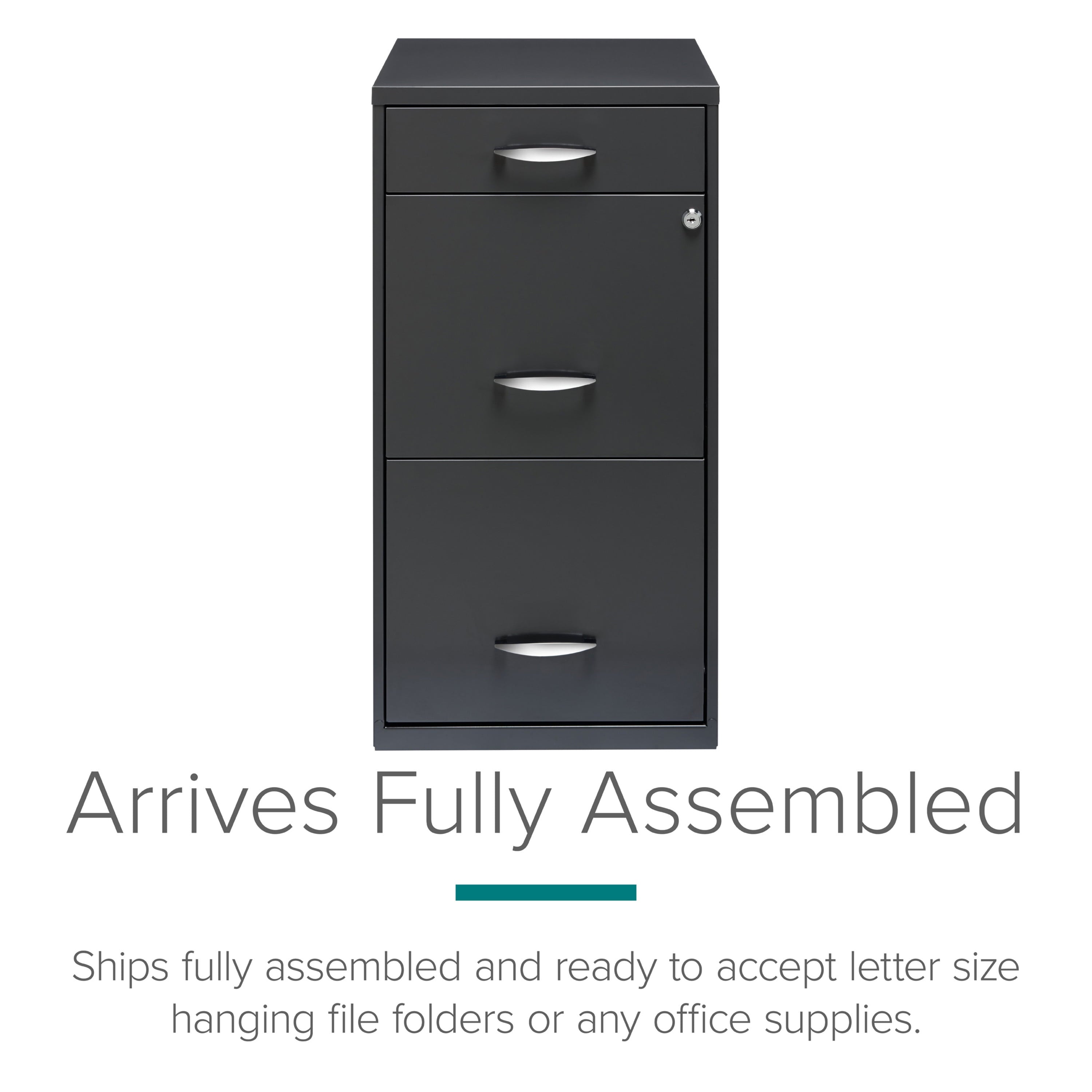 Space Solutions 3 Drawer Letter Width Vertical File Cabinet with Pencil Drawer, Charcoal