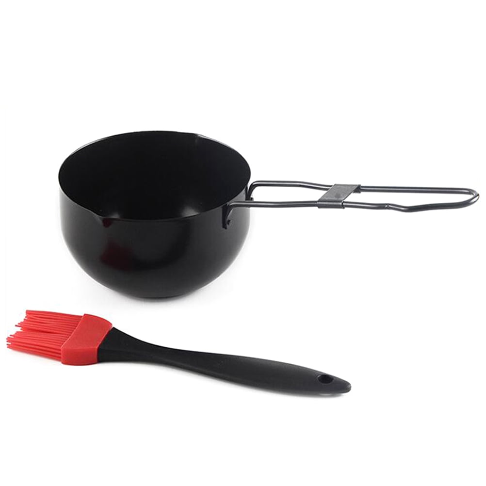 BESTONZON Stainless Steel Cooking Pot with Brush Portable Barbecue Pot Non-stick Soup Pot for Picnic Outdoor