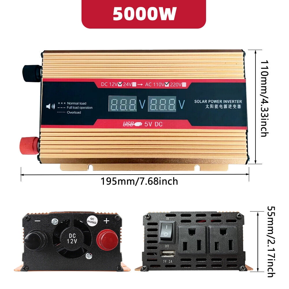 MDHAND 6000W/5000W/4000W Car Power Inverter Pure Sine Wave DC 12V to AC 110V Solar Converter