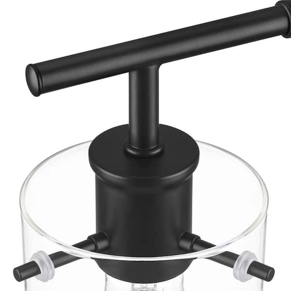 Regan 20 in. Matte Black Table Lamp with Clear Glass Shade