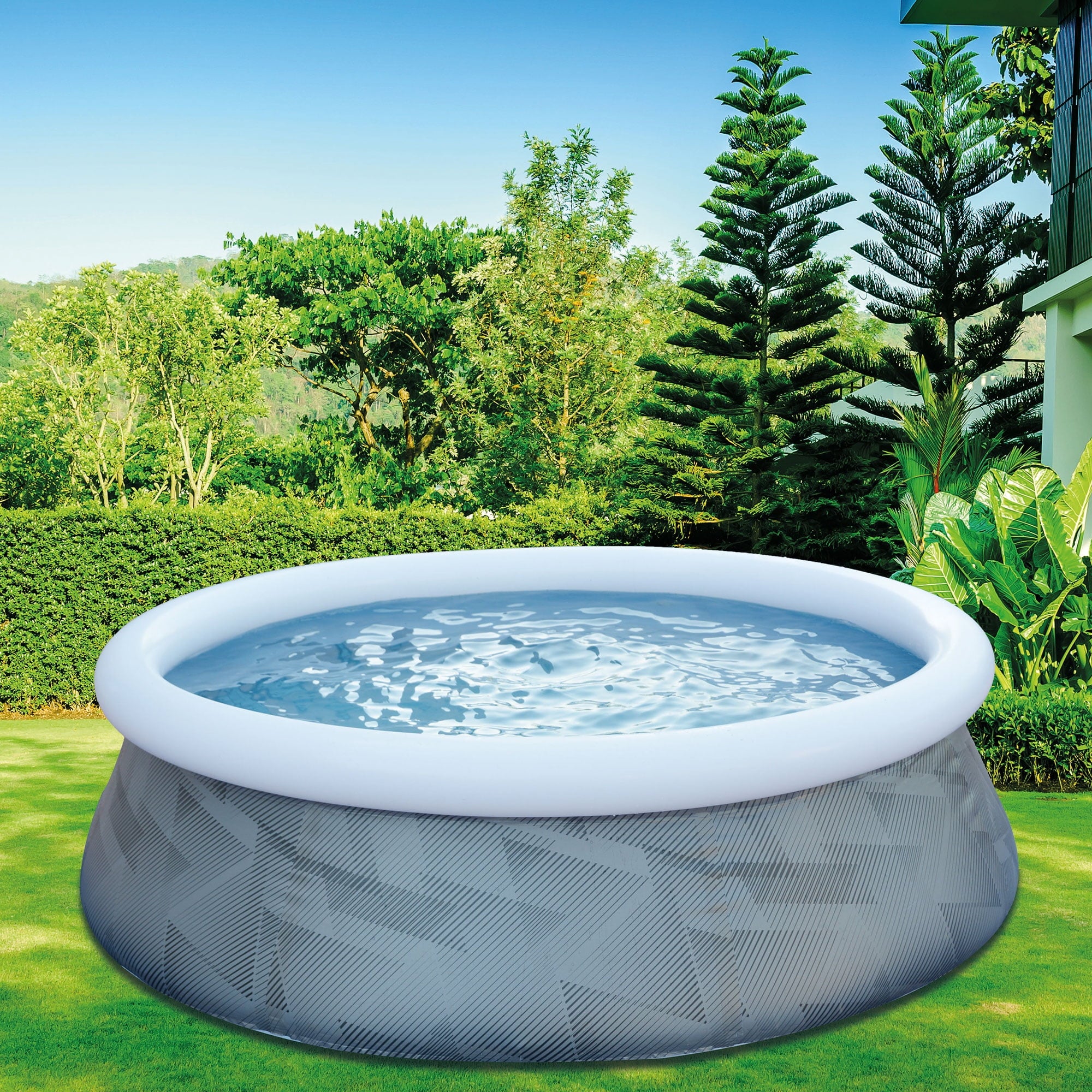 Avenli Prompt Set 8 Foot Wide 548 Gallon Inflatable Backyard Swimming Pool