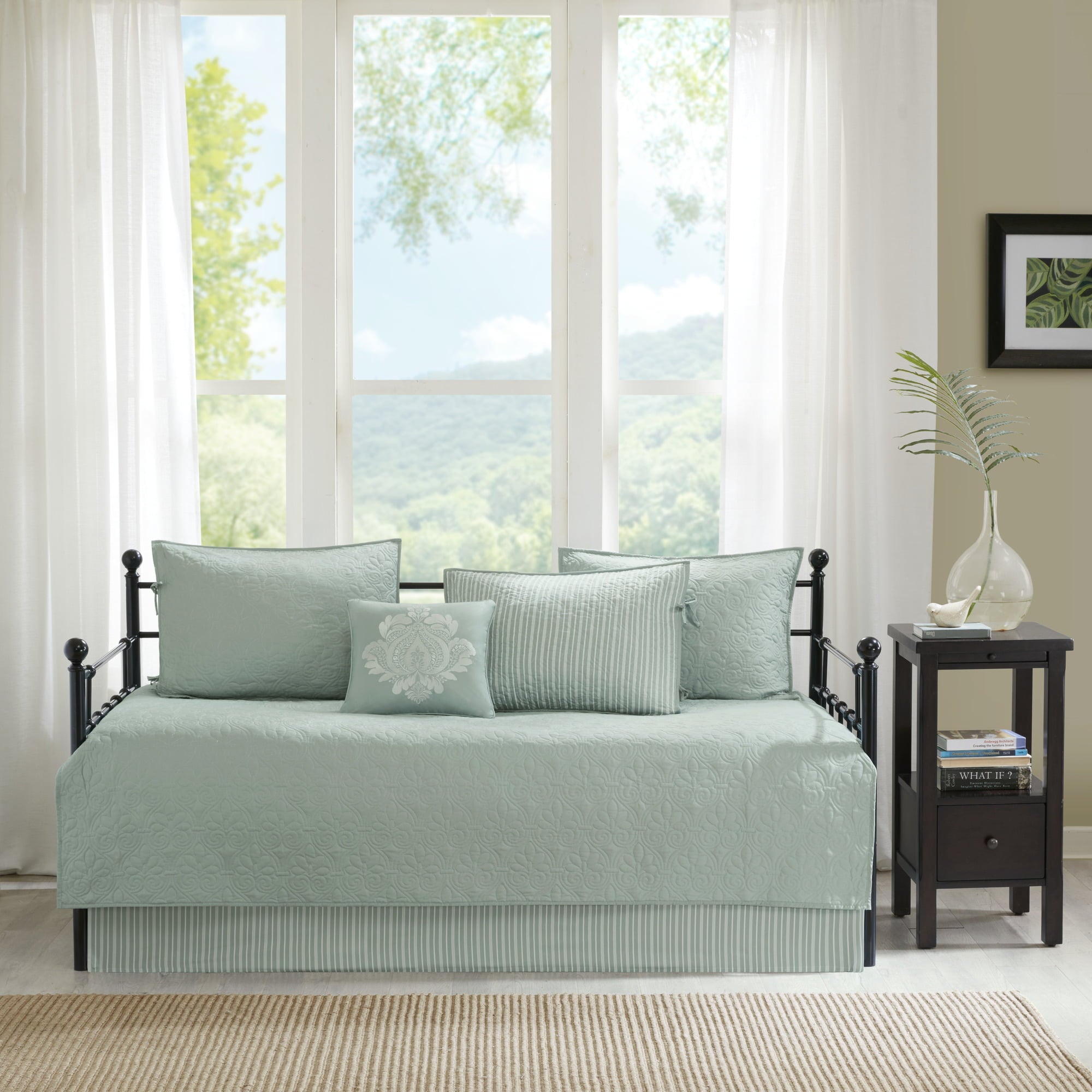 Home Essence Vancouver 6 Piece Reversible Daybed Cover Set, Seafoam