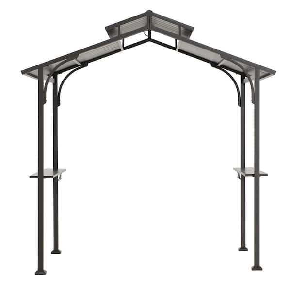 Seagate 5 ft. x 8 ft. Brown Steel 2-Tier Grill Gazebo Hardtop