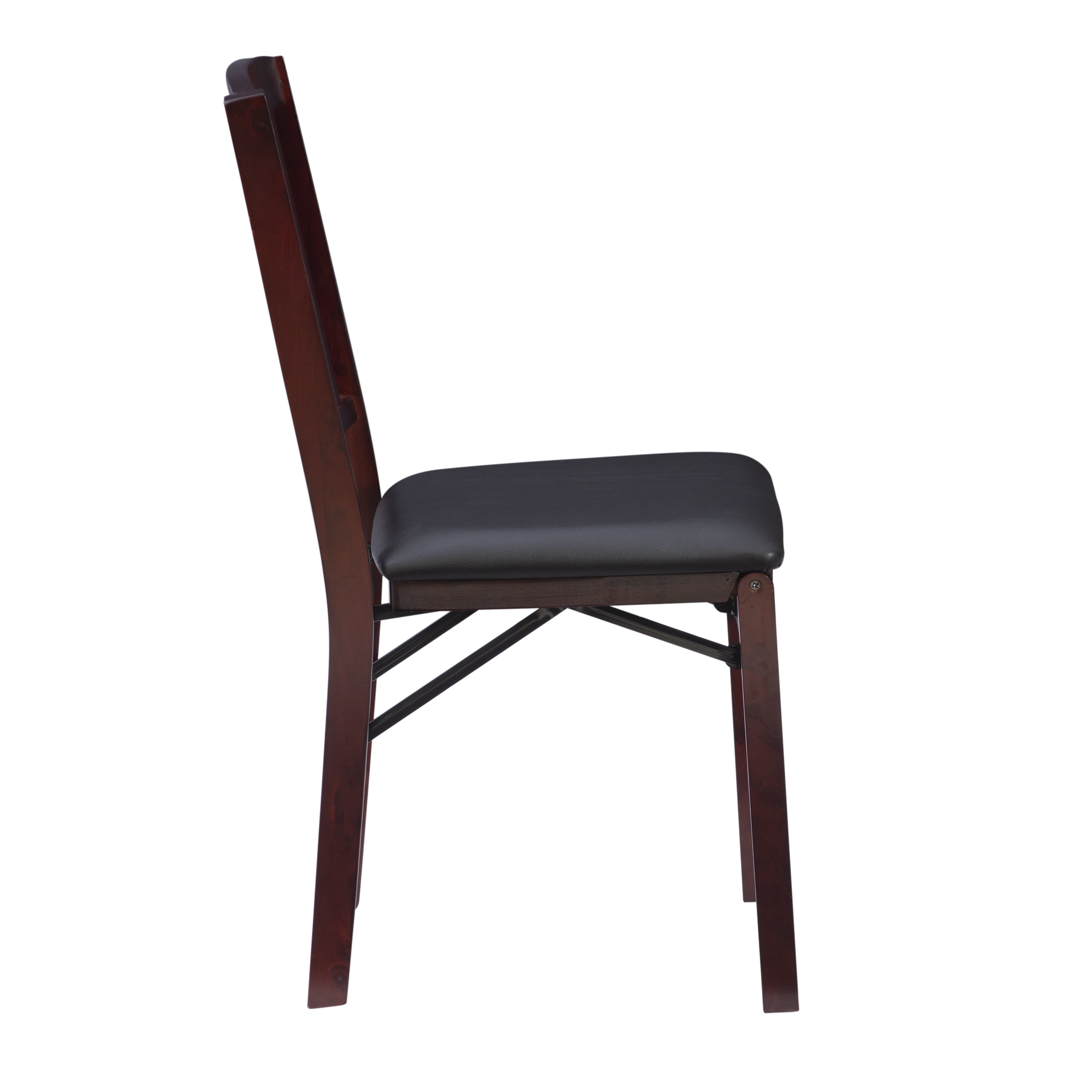 Linon Lafitte Folding Dining Chair, Set of 2, Dark Brown Faux Leather