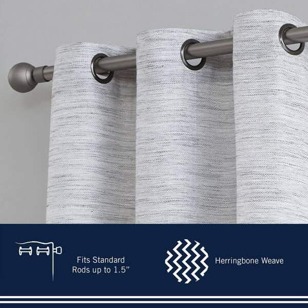 Julius Grey Microfiber Light Filtering Textured Grommet Window Curtain 38 in. W x 96 in. L (2-Panels)