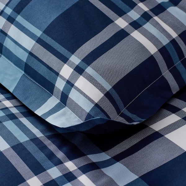 Company Kids Handsome Tartan Blue Multi Organic Cotton Percale Standard Pillowcases (Set of 2)