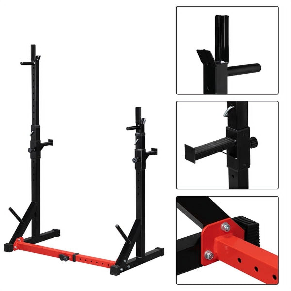 Multi-Function Barbell Rack Squat Stand with Barbell Plate Rack, Adjustable Dip Stand Weight Lifting Bench Press Rack Home Gym Fitness, Max Load 500lb