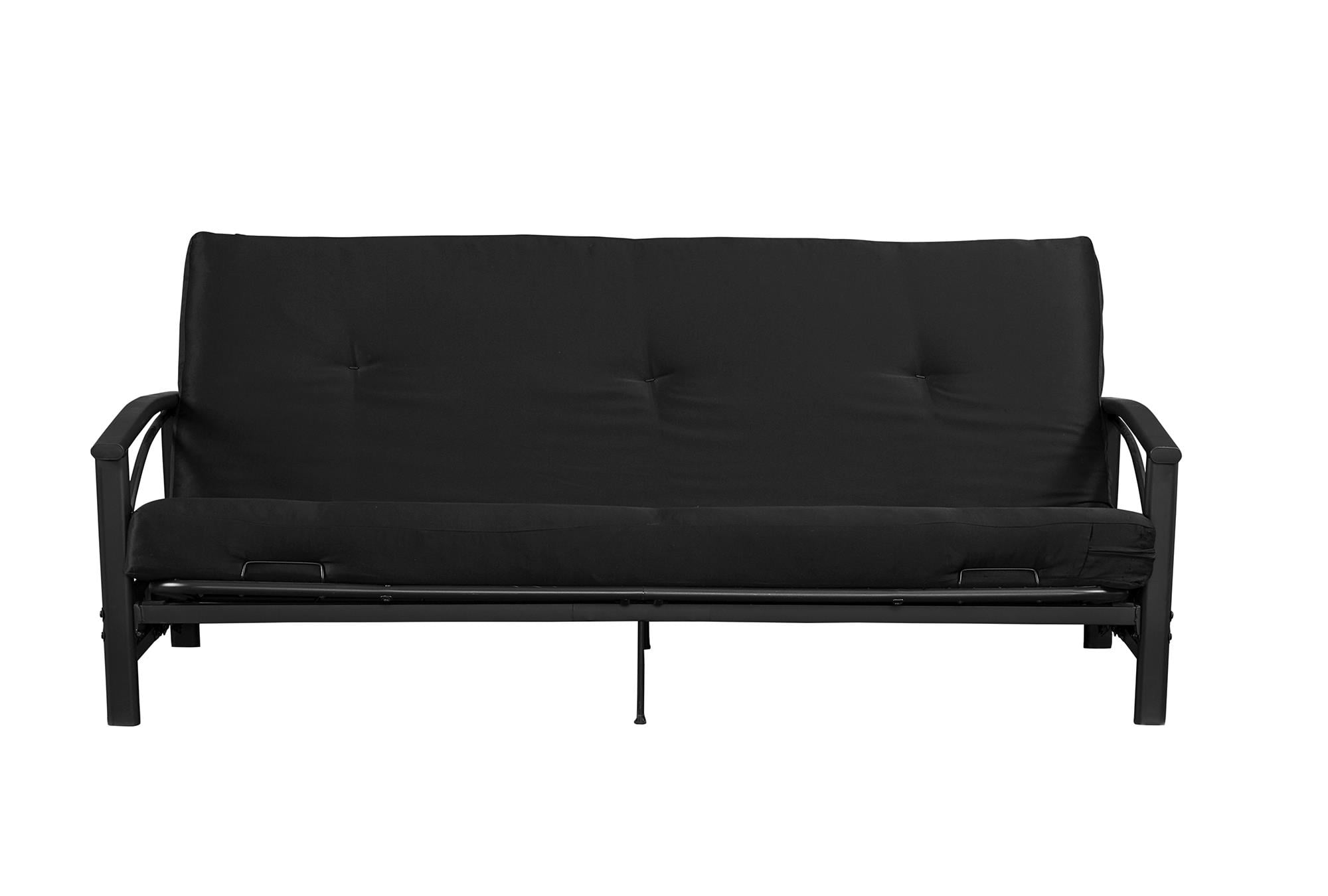 DHP Caden 6 Inch Futon Mattress with Tufted Cover and Recycled Polyester Fill, Full, Black