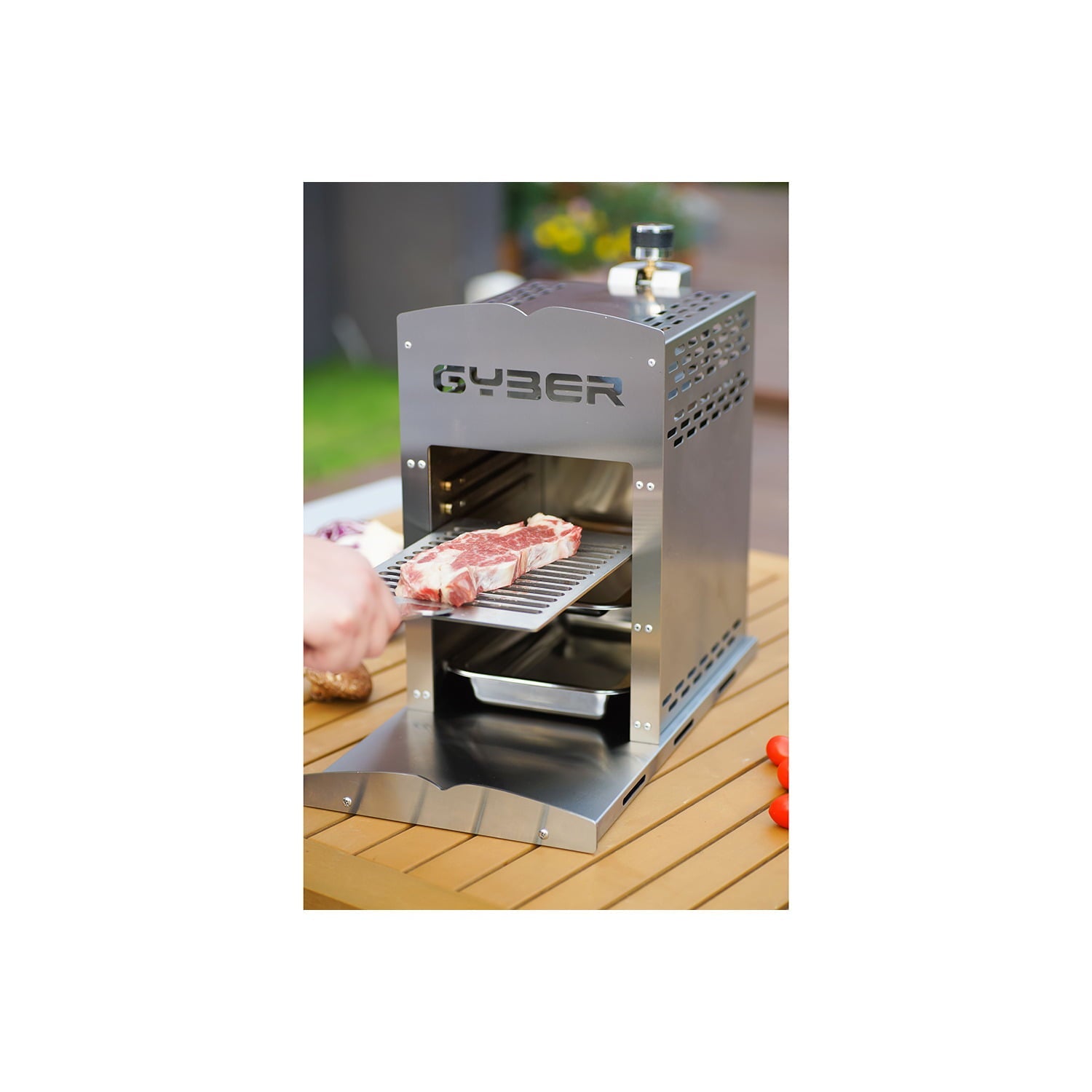 Gas Infrared Grill (Propane) Single, Vertical Cooking and Outdoor Grilling | BBQ Chicken, Steak, Fish, Vegetables | Fast, Efficient Heating Element | Stainless Steel