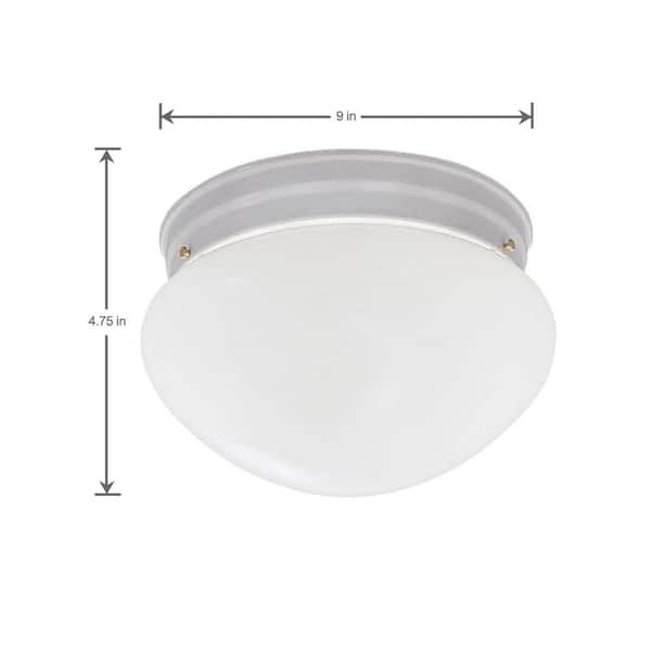 Basic Flushmount 9 in. 2-Light White Flush Mount with Frosted Glass Shade