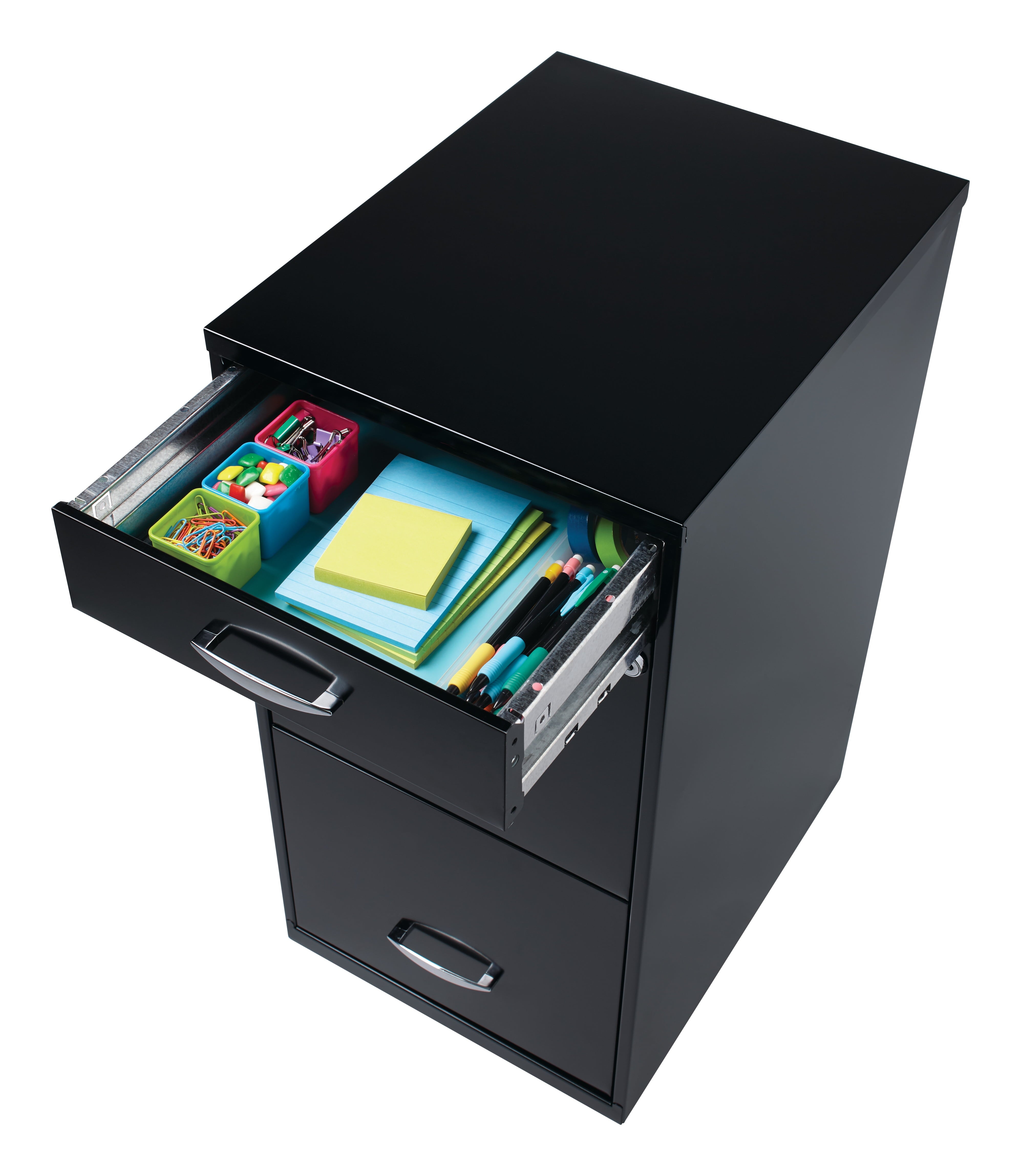 Space Solutions 3 Drawer Letter Width Vertical File Cabinet with Pencil Drawer, Black
