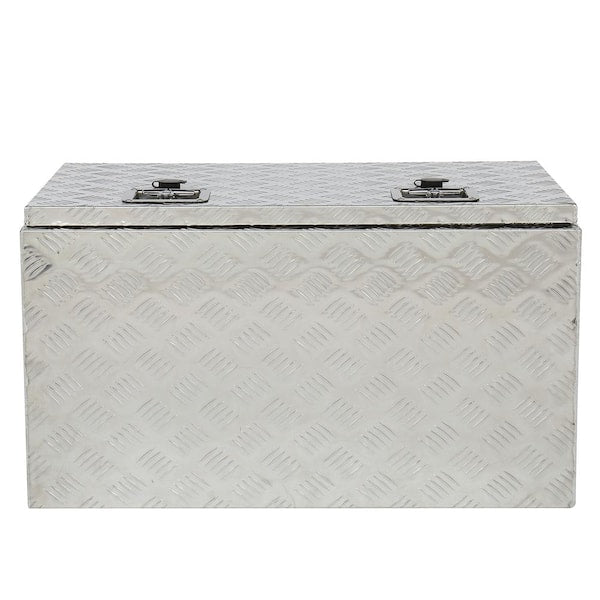 30 in. Silver Diamond Plate Aluminum Underbody Truck Tool Box Double Lock with Key
