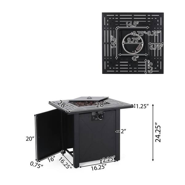 Haraldson Black Square Metal Fire Pit