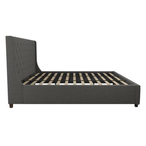 CosmoLiving Mercer Mid-Century Fabric King Upholstered Bed in Gray
