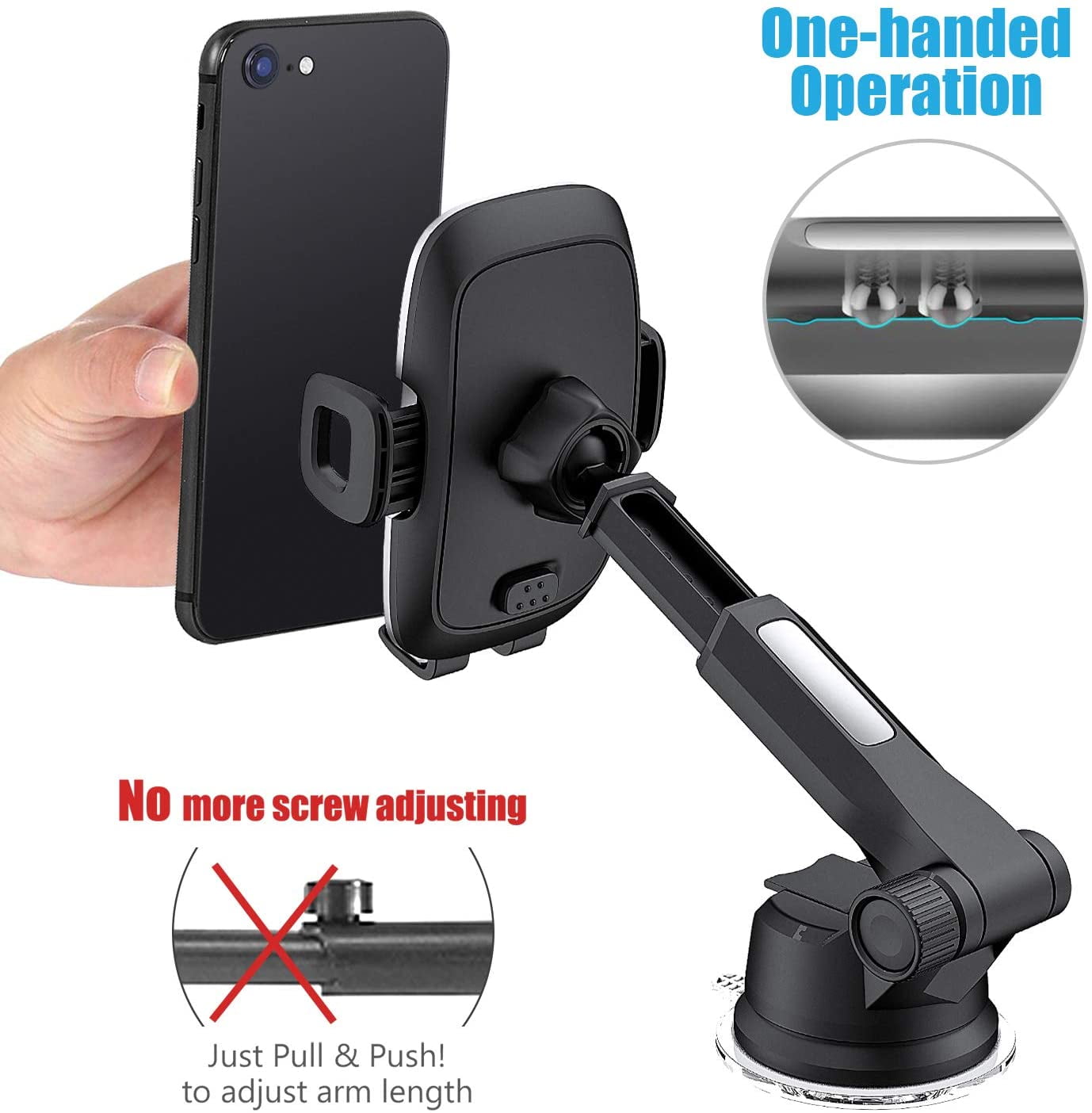 WixGear Phone Holder for Car, Universal Dashboard Windshield Phone Car Suction Cup Mount Holder for Cell Phone 360 Degree Rotation Compatible with iPhone Xs/XS Max / 8/7 / 6, Galaxy S and Mo