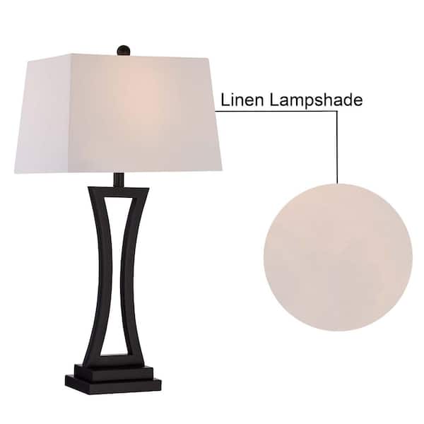 Cincinati 24 '' Black Table Lamp Set With White Shade (2-Pack）