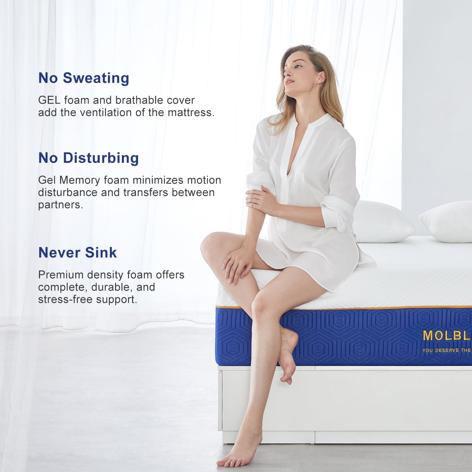 Mattress,Molblly 12 Inch Cooling-Gel Memory Foam Mattress in a Box,Medium Plush