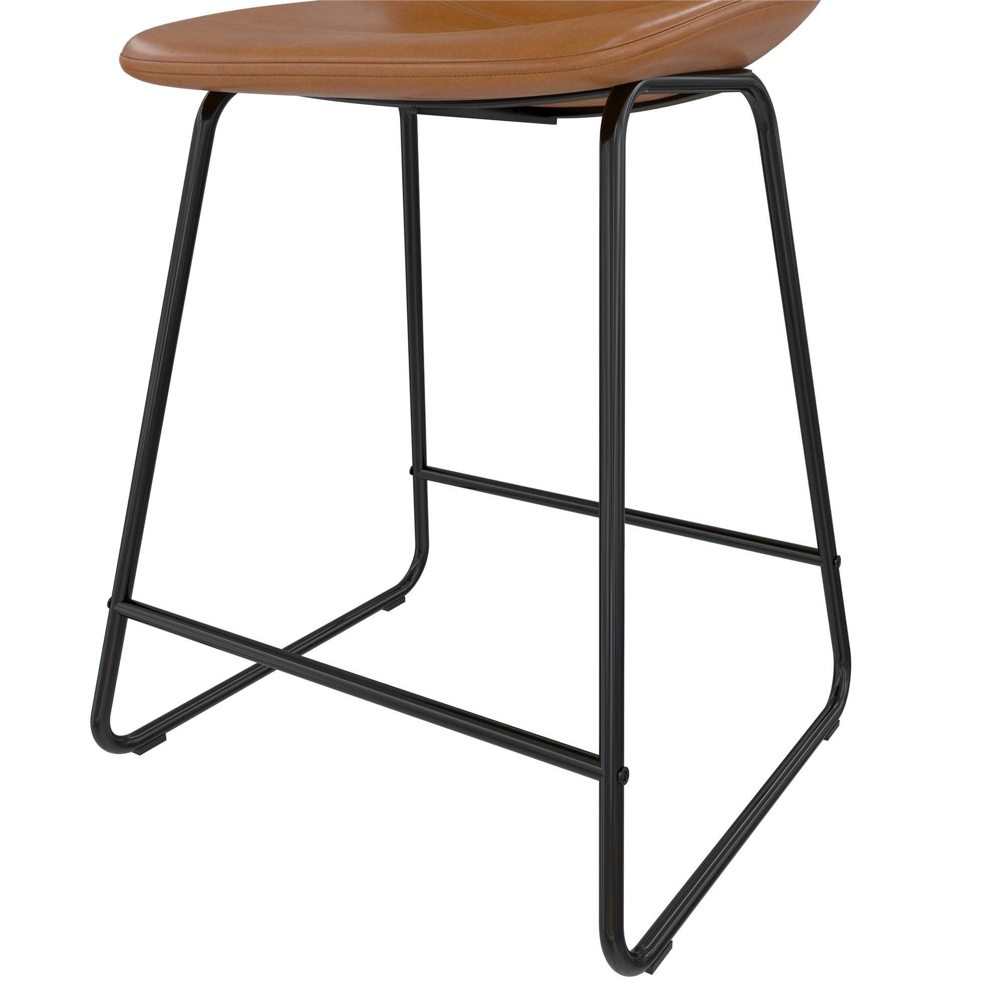 Better Homes & Gardens Farley Scoop Counter Height Stool, Camel Faux Leather