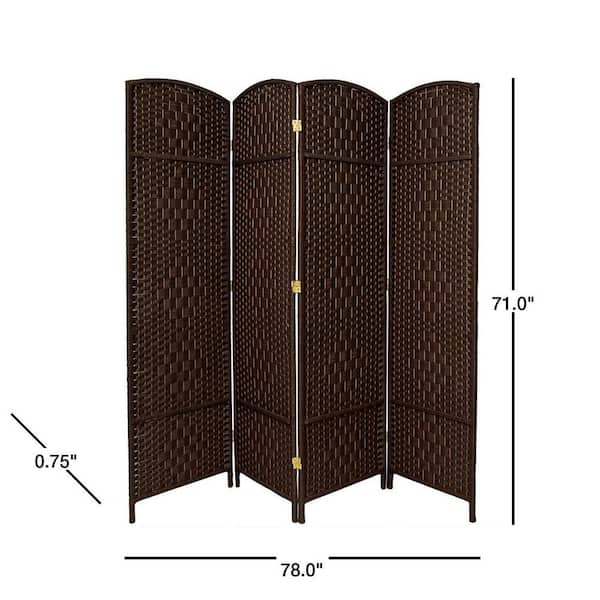 6 ft. Dark Mocha 4-Panel Room Divider