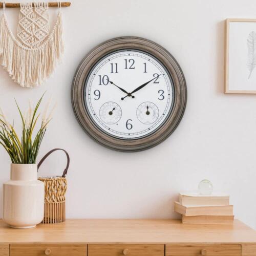 La Crosse Technology Analog Clock Lighted Leaves Frame Temp/Humidity 15.5 in. W