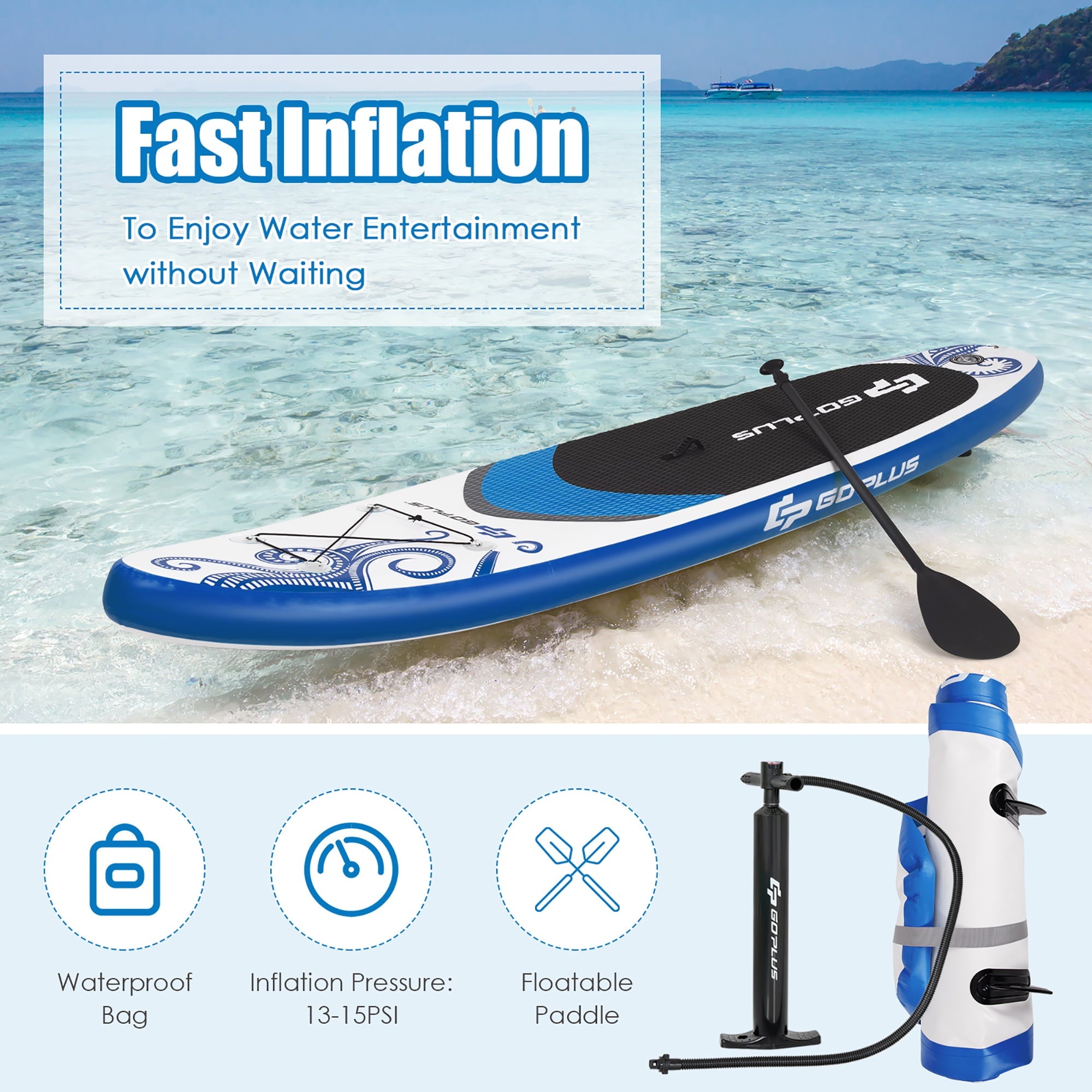Goplus 10.5’ Inflatable Stand Up Paddle Board 6