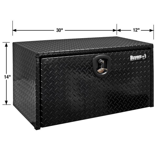 14 in. x 12 in. x 30 in. Gloss Black Diamond Tread Aluminum Underbody Truck Tool Box