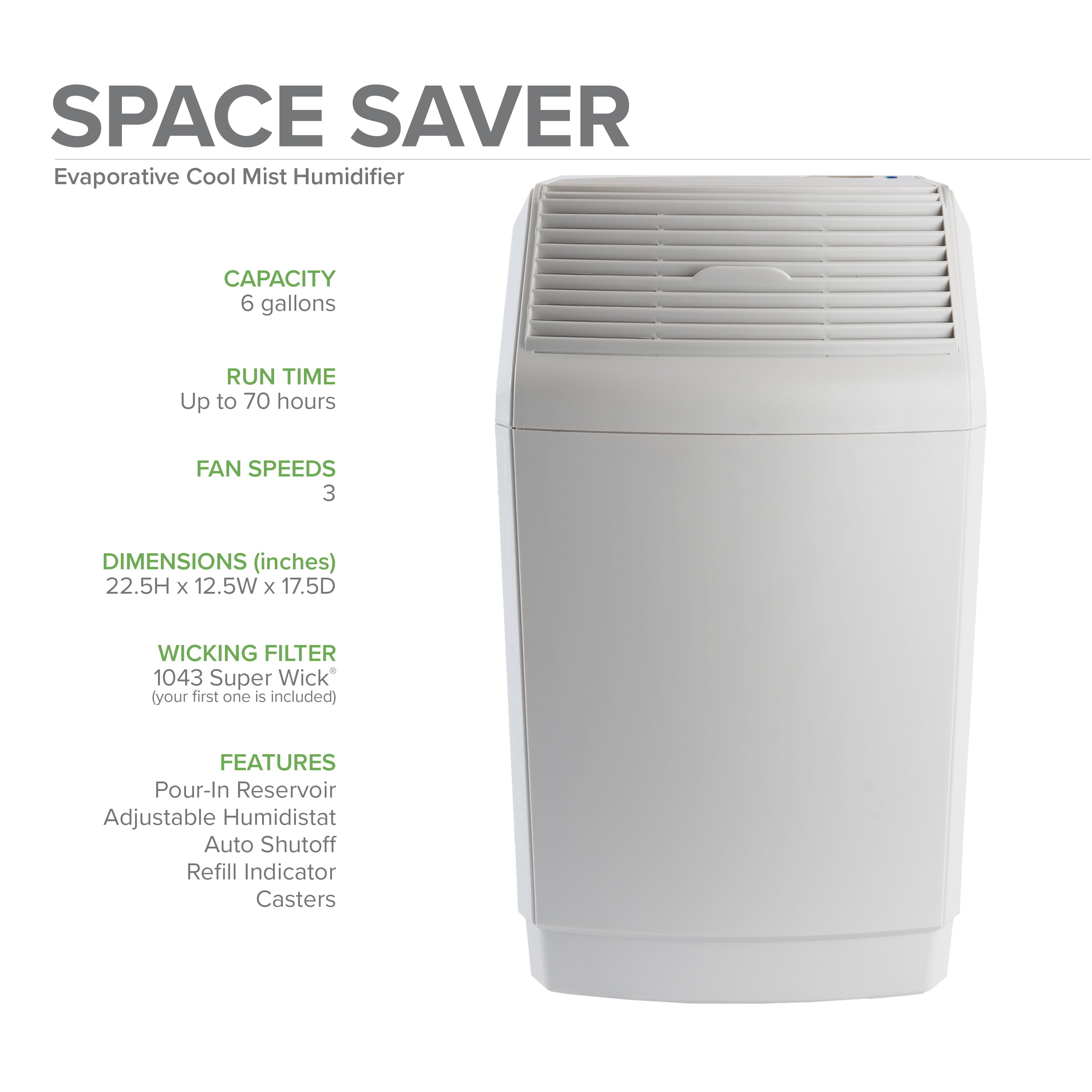 AIRCARE 831000 Space-Saver, White Whole House Evaporative Humidifier 2700 sq. ft