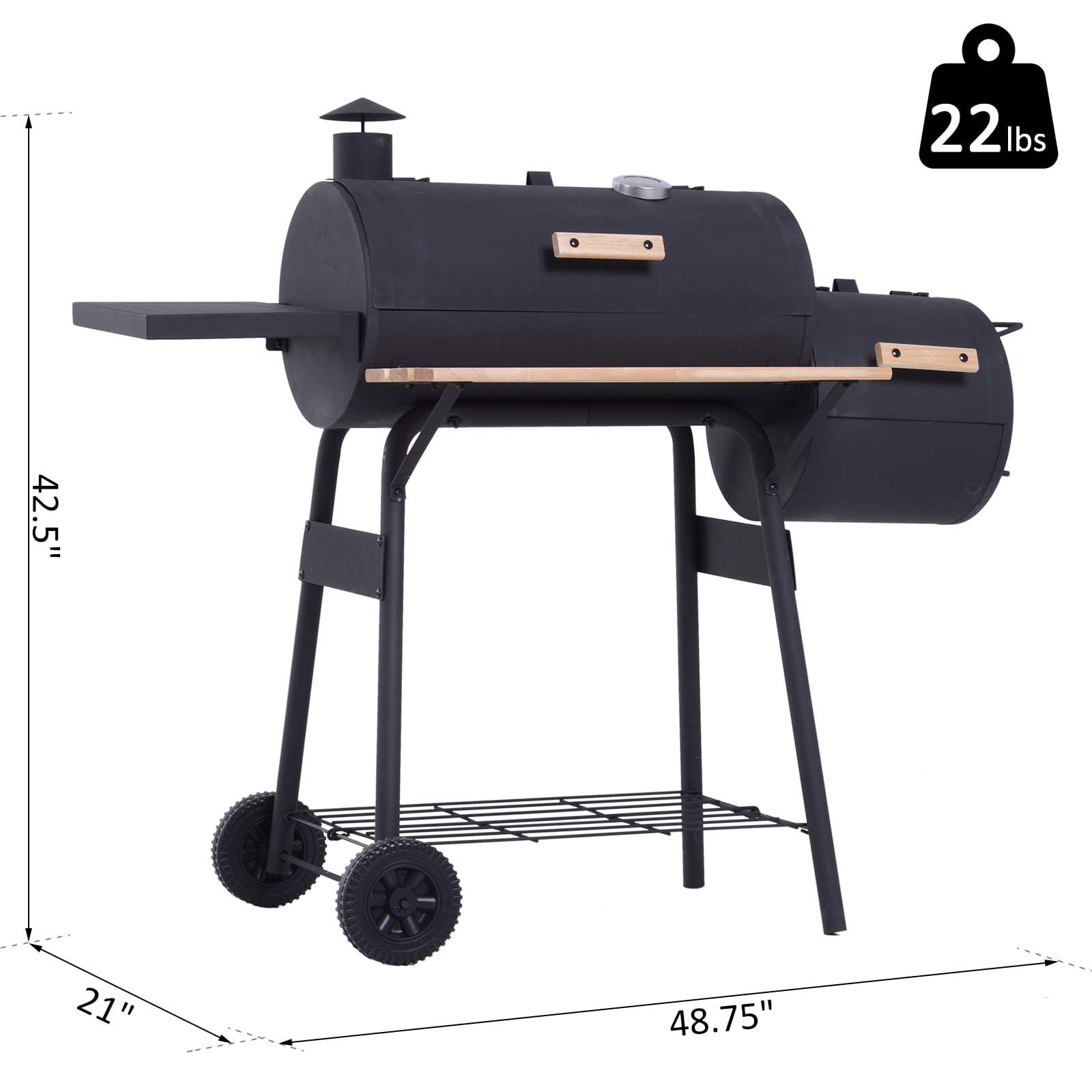 Outsunny Portable Charcoal BBQ Grill 48