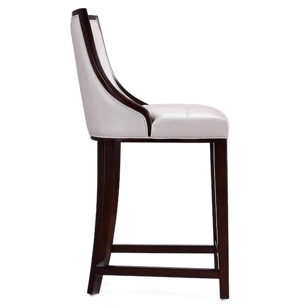 Fifth Ave 26 in. Pearl White Beech Wood Counter Height Bar Stool with Faux Leather Seat (Set of 2)