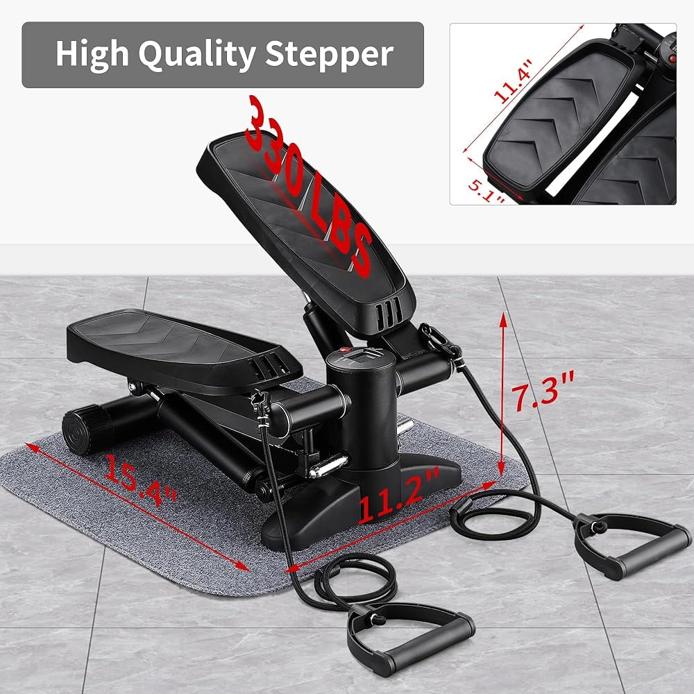 Steppers For Exercise, Mini Stepper Exercise Equipment With Resistance Bands, Stair Stepper With 330Lbs Weight Capacity For Home Workouts