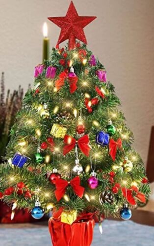2 Ft  Christmas Tree,  Christmas Tree with LED Lights, Star Tree Topper