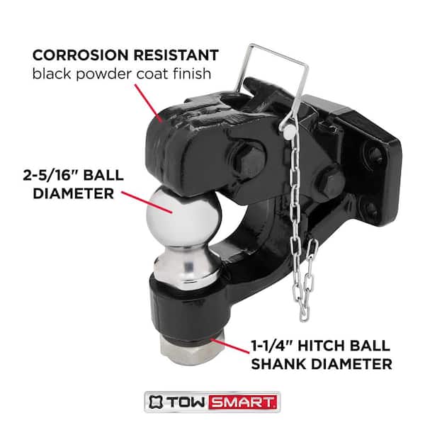 Pintle Hook with 2-5/16 in. Hitch Ball, Bolt-on, 16,000 lb. capacity