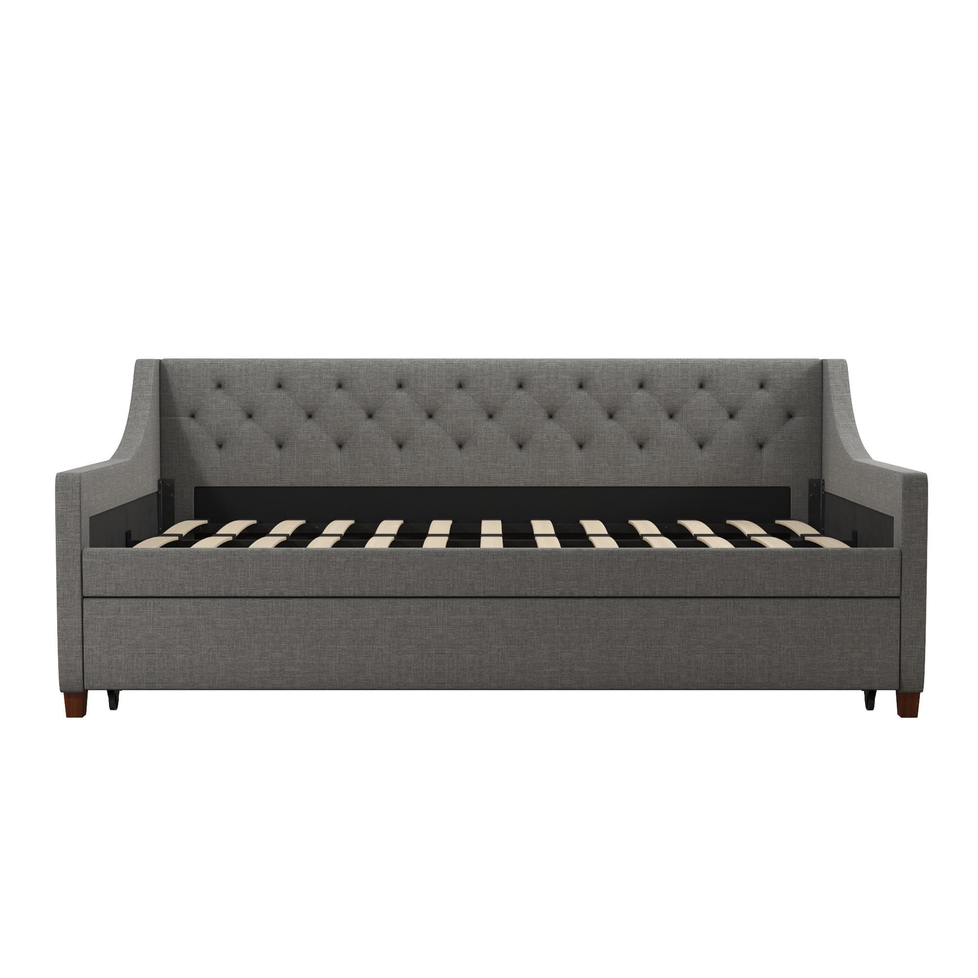 Novogratz Her Majesty Daybed and Trundle, Grey Linen